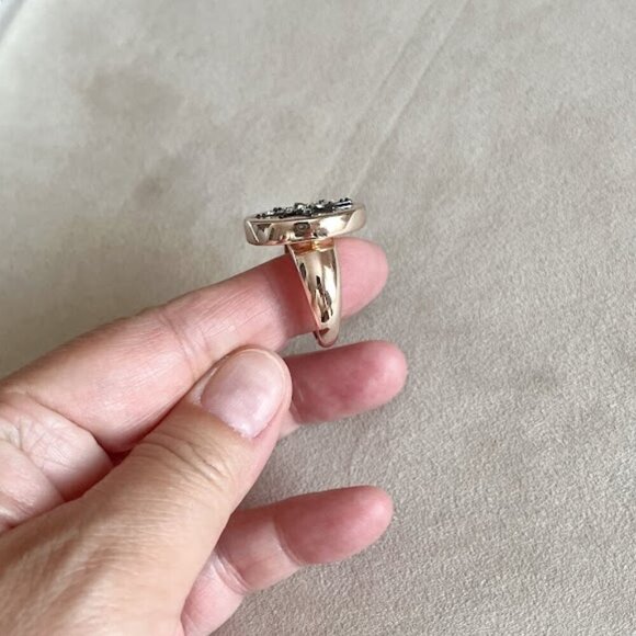 Rose Gold Pave 8 Point Starburst Stamp Fashion Costume Statement Ring - Picture 4 of 11